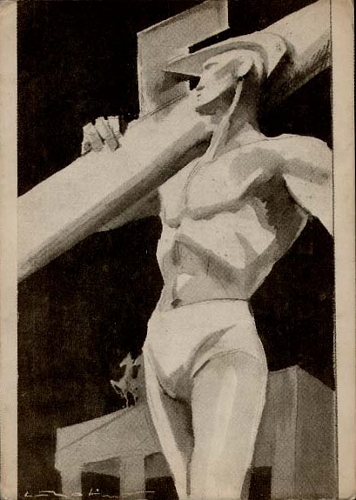 Walter Molino, I GUF alle Olimpiadi di Berlino del 1936, Cartolina recto