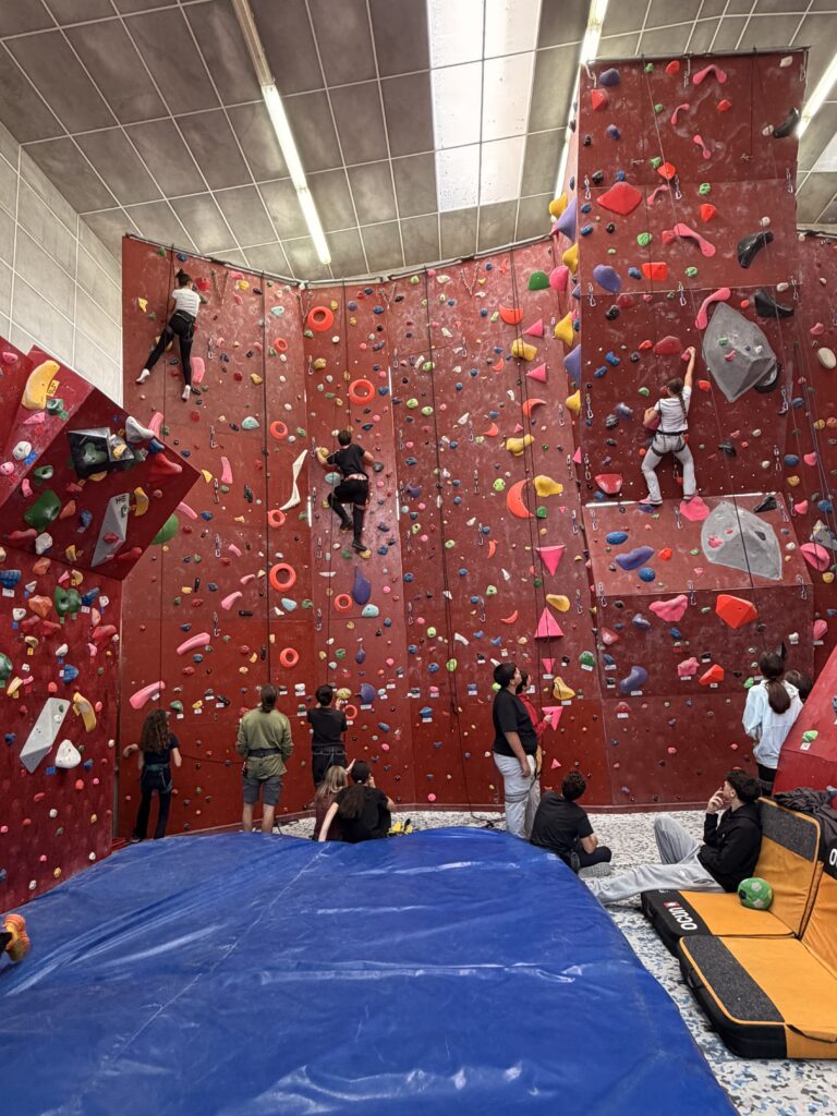 ragazzi alla palestra di arrampicata