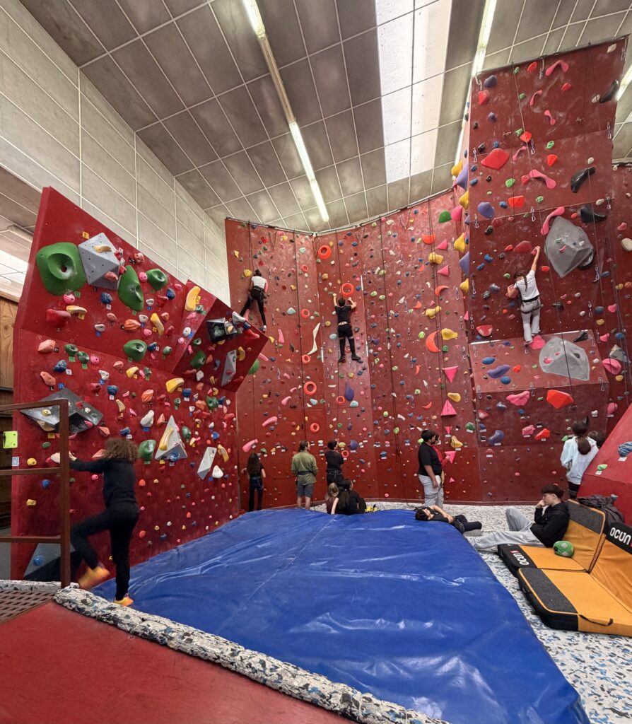 ragazzi alla palestra di arrampicata