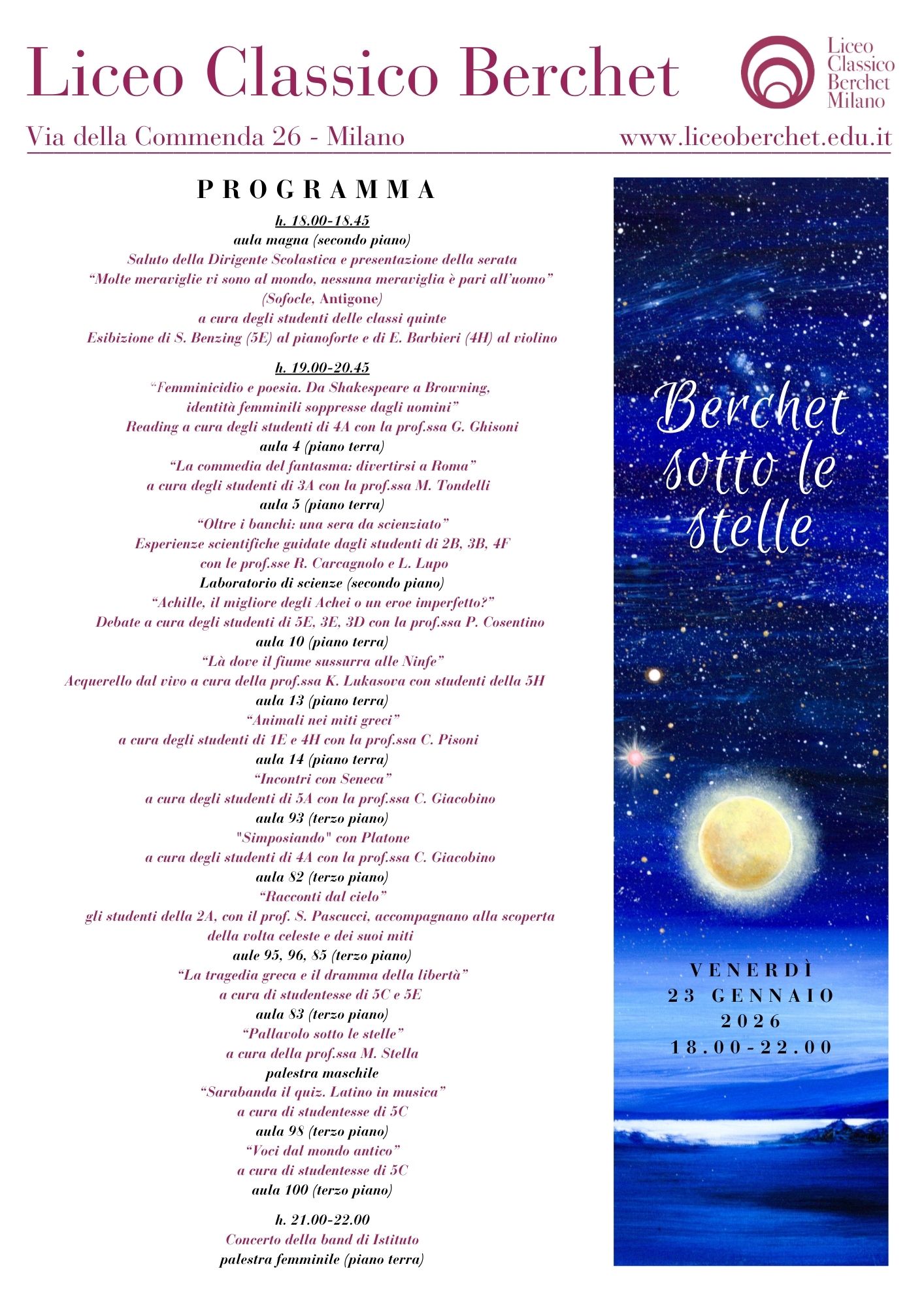 PROGRAMMA BERCHET SOTTO LE STELLE 